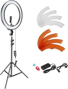 Neewer NEEWER 18" LED Ring luč s stativom, filtri in adapterjem za bliskavico