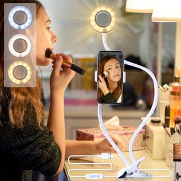 AGM AGM Selfie Ring Light s 24" gibljivim vratom in držalom za telefon