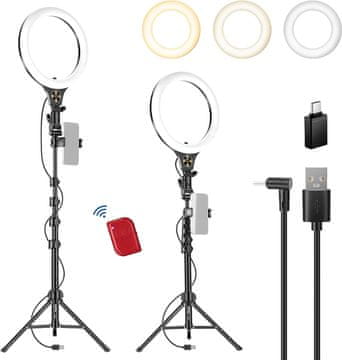 Neewer NEEWER 10.5" Ring Light 10W s 66" stojalom, držalo za telefon