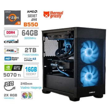 MEGA MT S7X računalnik, AMD Ryzen 9-5950X, 64GB, SSD2TB, RTX5070Ti, FreeDOS