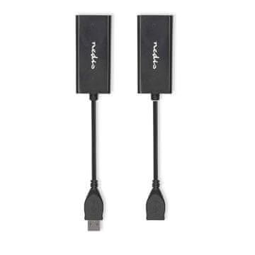 Nedis USB podaljšek | USB 2.0 | 1x USB-A moški | 1x RJ45 ženski | 1x USB-A ženski | 1x RJ45 ženski | 50 m | 480 Mbps | Ponikljano | Okrogla | PVC | Črna | Škatla