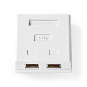 Nedis Network Wall Box | Na steni | 2 vrata | STP CAT6 | Naravnost | Ženska | Pozlačeno | PVC | Bela | Škatla