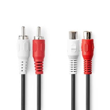 Nedis Stereo avdio kabel | 2x RCA moški | 2x RCA ženski | Ponikljano | 10,0 m | Okrogla | Črna | Oznaka
