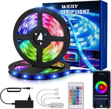 slomart WEILY LED trak 15m, Smart RGB Alexa, daljinski upravljalnik, časovnik
