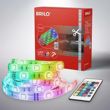 BRILONER BRILONER LED trak 10m, RGB, zatemnitev, samolepilni, bela barva