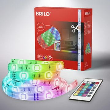 BRILONER Briloner LED trak 3m RGB barvni, zatemnitev, spreminjanje barv, samolepljiv