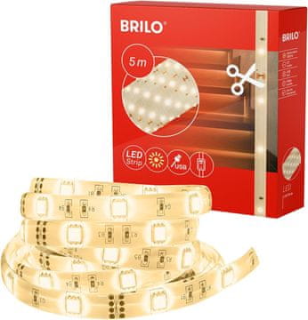 BRILONER BRILONER 5m LED trak z USB, toplo bel, zatemnitev, stikalo