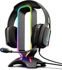 The G-Lab THE G-LAB K-Stand Radon gaming stojalo za slušalke - črno, RGB USB Hub