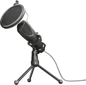 slomart GXTrust Mantis USB mikrofon s pop filtrom in stojalom, črn