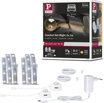 Paulmann Paulmann MaxLED 250 LED svetlobni trak, 1m, topel bel, 2x300lm, srebrn