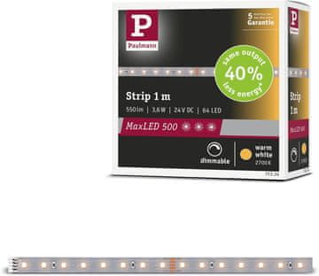 Paulmann Paulmann MaxLED 500 LED svetlobni trak, 1m, topel bel, srebrn
