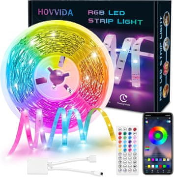 slomart HOVVIDA LED svetlobni trak, 10m, RGB, APP in daljinski upravljalnik, način glasbe