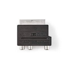 Nedis SCART adapter | SCART moški | S-Video ženski / 3x RCA ženski | Ponikljano | Preklopljiv | ABS | Črna | 1 kos | Škatla