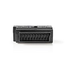 Nedis SCART adapter | SCART moški | S-Video ženski / 3x RCA ženski | Ponikljano | Preklopljiv | ABS | Črna | 1 kos | Škatla