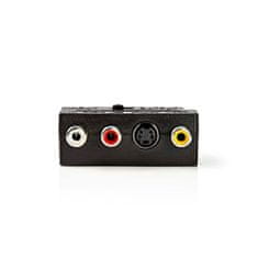 Nedis SCART adapter | SCART moški | S-Video ženski / 3x RCA ženski | Ponikljano | Preklopljiv | ABS | Črna | 1 kos | Škatla