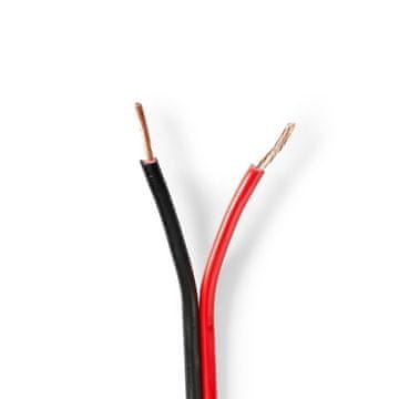 Nedis Kabel zvočnikov | 2x 1,50 mm² | Baker | 100,0 m | Okrogla | PVC | Črna/rdeča | Kolut
