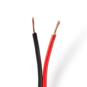 Nedis Kabel zvočnikov | 2x 2,50 mm² | Baker | 100,0 m | Okrogla | PVC | Črna/rdeča | Kolut