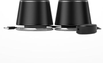 Amazon Amazon Basics Bluetooth in USB zvočniki za PC z modro osvetlitvijo, veliki, črni
