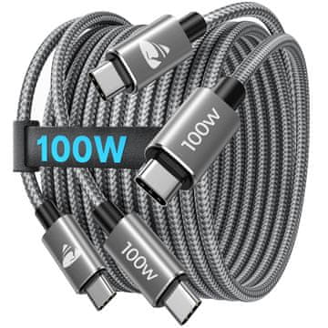 slomart Aioneus 2pcs USB-C na USB-C kabel, 2m+2m, 100W PD