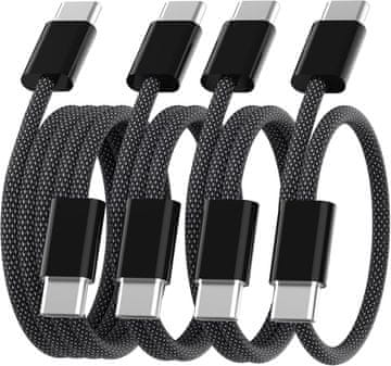 slomart Anysea 4pcs USB-C na USB-C kabel set, 0.5m-2m, 60W, Nylon