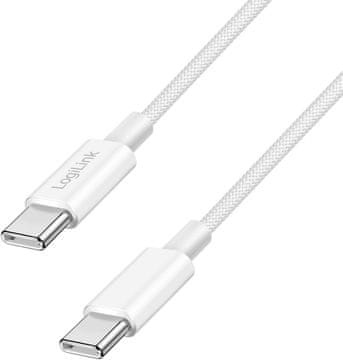 slomart Logilink Kabel USB-C na USB-C, najlon, 60W, 1,5m, bel