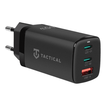 Onasi Hišni polnilec adapter FlashBang 2.0 Gun Fast Charge PD 65W vhod 1x USB A in 2x Type C črn