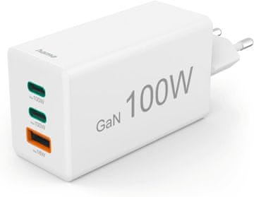 Hama Hama USB hitri polnilnik 100W - 2x USB-C + 1x USB-A