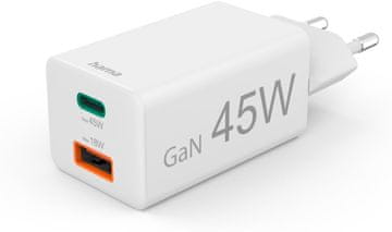 Hama Hama Hitri USB polnilnik (USB-C, USB-A) za mobilne naprave in prenosnike