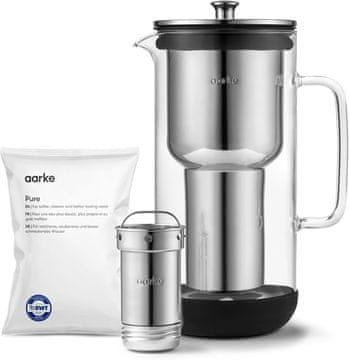AARKE Aarke Purifier filter vrč za vodo, 1.2 L - steklo in nerjaveče jeklo