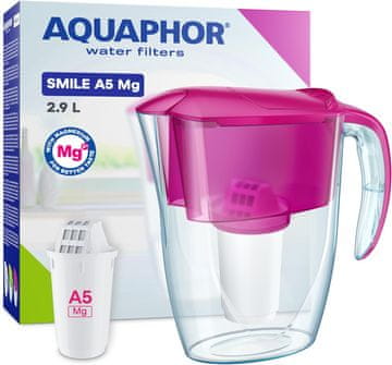Aquaphor AQUAPHOR Smile Cyclamen vrč za filtriranje vode 2,9L z 1x A5 filterjem - roza