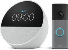 Amazon Amazon Echo Spot (bela) + Ring Akumulatorska video domofon (zadnja gen.)