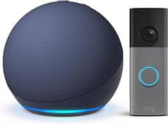 ECHO Echo Dot (modri) + Ring Akumulatorska video domofon (zadnja gen.)