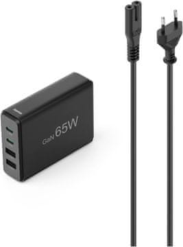 Hama Hama 4-portna USB GaN polnilna postaja 65W, USB-C PD/USB A