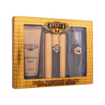 Cuba Prestige Legacy darilni set toaletna voda 90 ml + gel za prhanje 200 ml + losjon po britju 100 ml za moške
