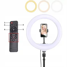 Dexxer 150W LED obročna selfie lučka 33cm + stativ 220cm in daljinec