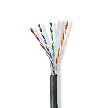 Nedis Zvitek omrežnega kabla | CAT6 | Trdna | U/UTP | CCA | 305,0 m | Na prostem | Okrogla | PE | Črna | Darilna škatla