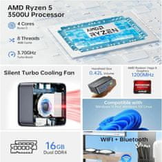 GMKtec računalnik mini PC G10 AMD Ryzen5 3500U 16GB RAM 256B SSD NucBox