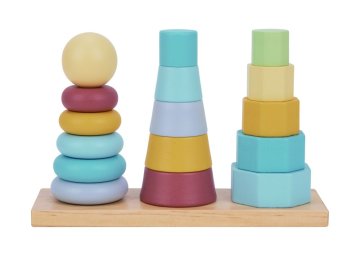 Alltoys Leseni sestavljivi stolp z barvnimi oblikami