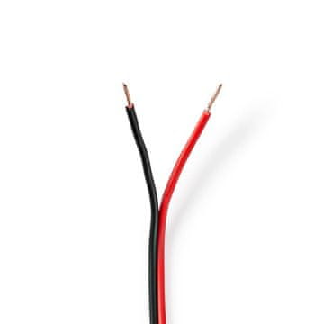 Nedis Kabel zvočnikov 2x 0 75 mm² Baker 100 0 m Okrogla PVC Črna rdeča Kolut