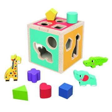 Alltoys Lesena kocka za vstavljanje z živalmi, 9 kosov