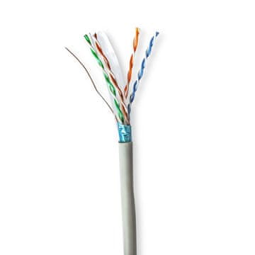 Nedis Zvitek omrežnega kabla CAT6 Trdna F UTP CCA 305 0 m Notranji Okrogla PVC Siva Darilna škatla