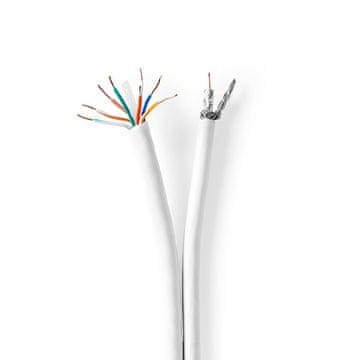 Nedis IEC koaksialni CAT6 kombinirani kabel na kolutu RG58 75 ohmov Dvojno zaščiten ECA 50 0 m Okrogla Bela Darilna škatla