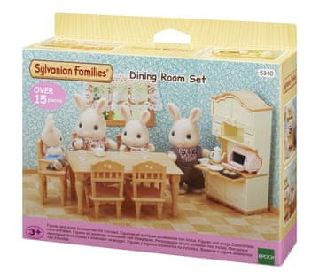 Sylvanian Families Komplet za jedilnico z mizo, 5 stoli in omarico