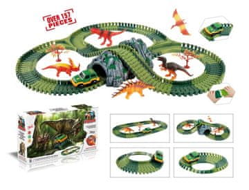 Alltoys Sestavljiva proga z dinozavri in tunelom, 144 delov