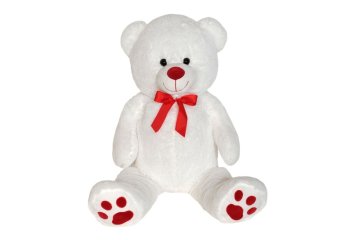 Alltoys Plišasti beli medved z rdečo pentljo, 100 cm