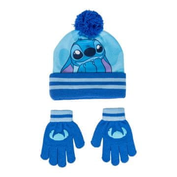 Alltoys Otroški komplet kape in rokavic Stitch – moder