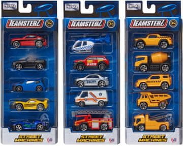 Alltoys Teamsterz komplet 5 avtomobilčkov – osebni, gradbeni in reševalni