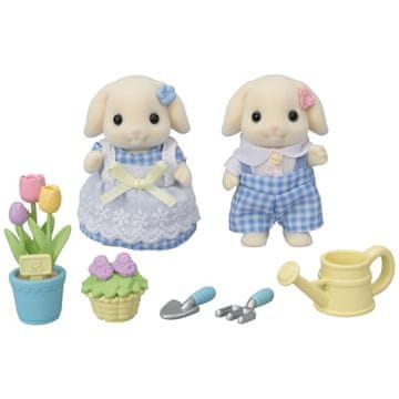 Sylvanian Families Flora Rabbit – cvetlični komplet z bratcem in sestrico