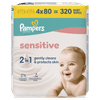Pampers XXL Sensitive vlažilni robčki, 4x 80 kosov