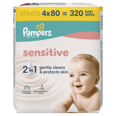 Pampers XXL Sensitive vlažilni robčki, 4x 80 kosov